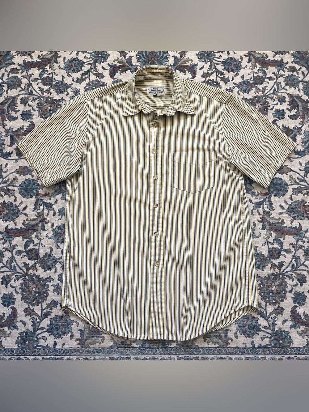 Vintage 90s yellow striped button up shirt